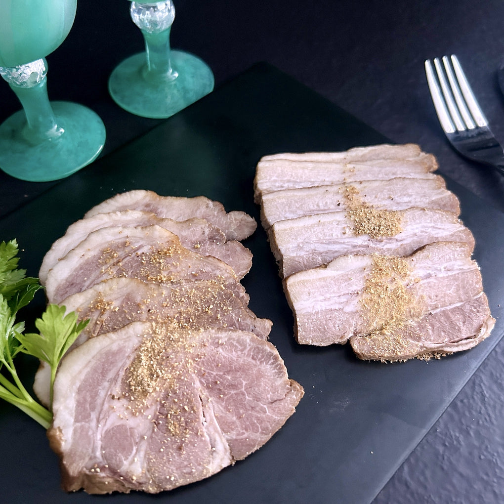 東京X焼豚セット（肩ロース 230g・バラ 230g）｜浅草鳥越おかず横丁松屋